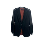 RAG & Bone black one-button blazer with notched lapels, front button closure