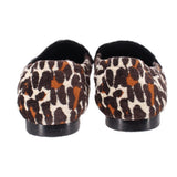 Leopard-print felt loafers with black heel backs and low rubber soles