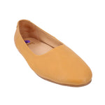 Yellow leather ballet flats with round toe and slip-on design