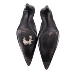 TOTEME black napa leather mule heels with speckled toe finish