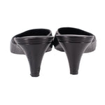 TOTEME black napa leather mule heels with open back and stacked heel, rear view