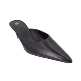 TOTEME black sharp napa leather mule heels with pointed toe and low heel