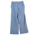 Lululemon blue drawstring pants, relaxed wide-leg front view with elastic waist