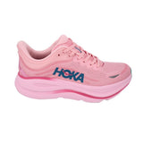 Pink mesh lace-up running sneaker with bold HOKA side logo