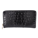 Brahmin Skyler Melbourne clutch wallet in black embossed leather with zip closure