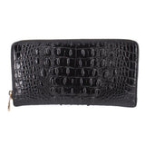Brahmin Skyler Melbourne clutch wallet in black embossed leather with zip closure