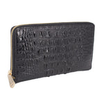 Brahmin Skyler Melbourne clutch wallet, black embossed leather with gold-tone zipper