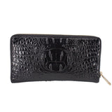 Brahmin Skyler Melbourne clutch wallet with black croc-embossed front and gold zipper