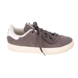 Adidas lace-up mid sneakers, dark gray suede upper with off-white midsole and sole