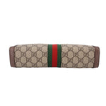 GUCCI Ophidia pouch back view, GG canvas with green and red stripe