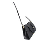 BRAHMIN black croc-embossed wristlet/crossbody with shoulder strap and gold hardware