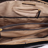 BRAHMIN black tote interior with zippered compartments and fabric lining
