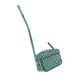 GOYARD green patterned crossbody bag with long strap and compact rectangular shape