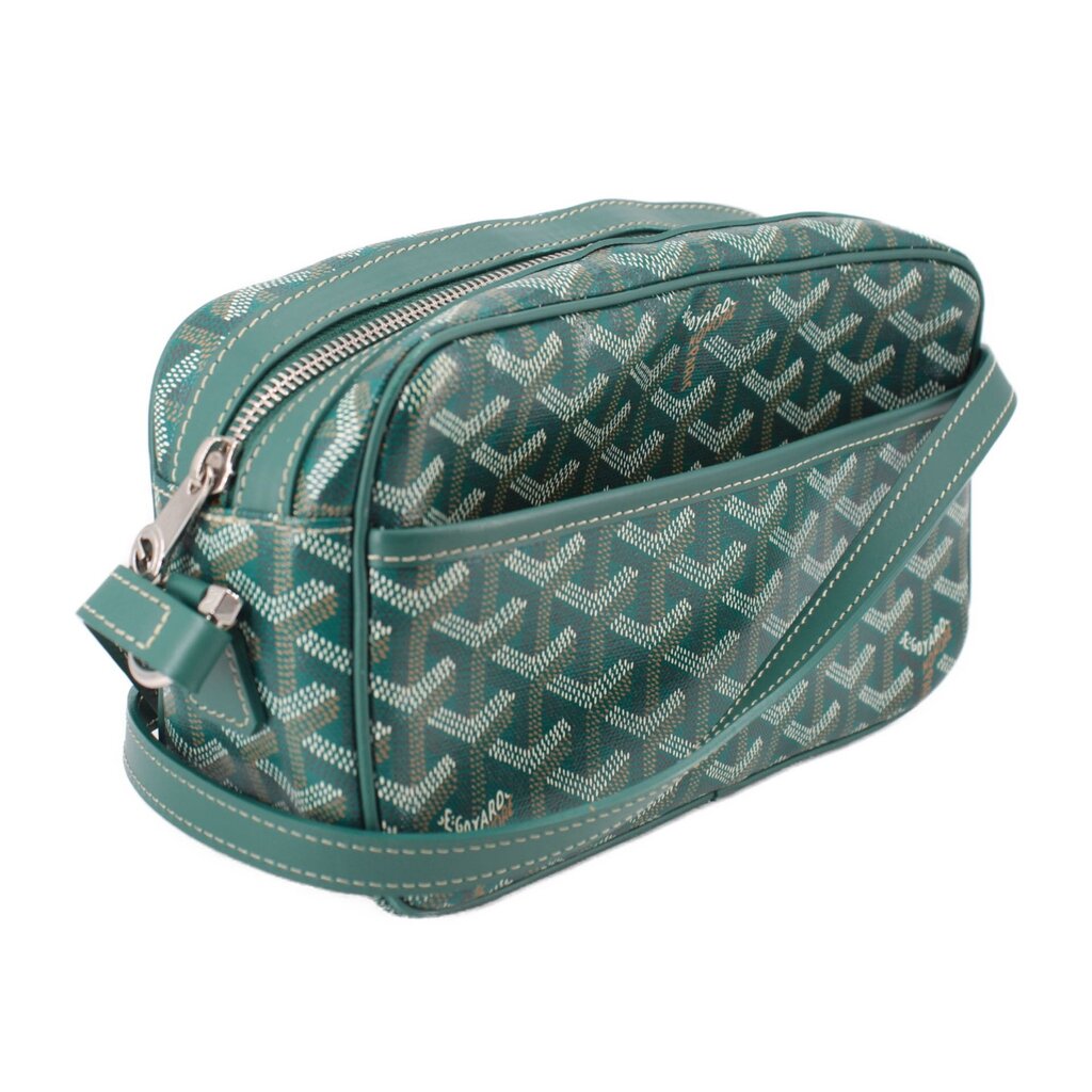 GOYARD green crossbody bag with zip top, crossbody strap, and front zip pocket