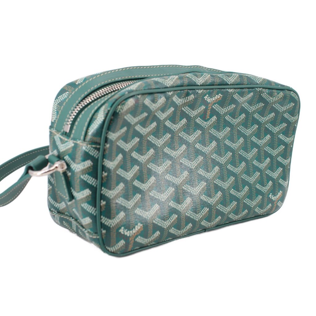 GOYARD green patterned crossbody bag with top zip and adjustable shoulder strap