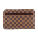LOUIS VUITTON Damier Ebene clutch bag with checkered canvas and smooth leather trim