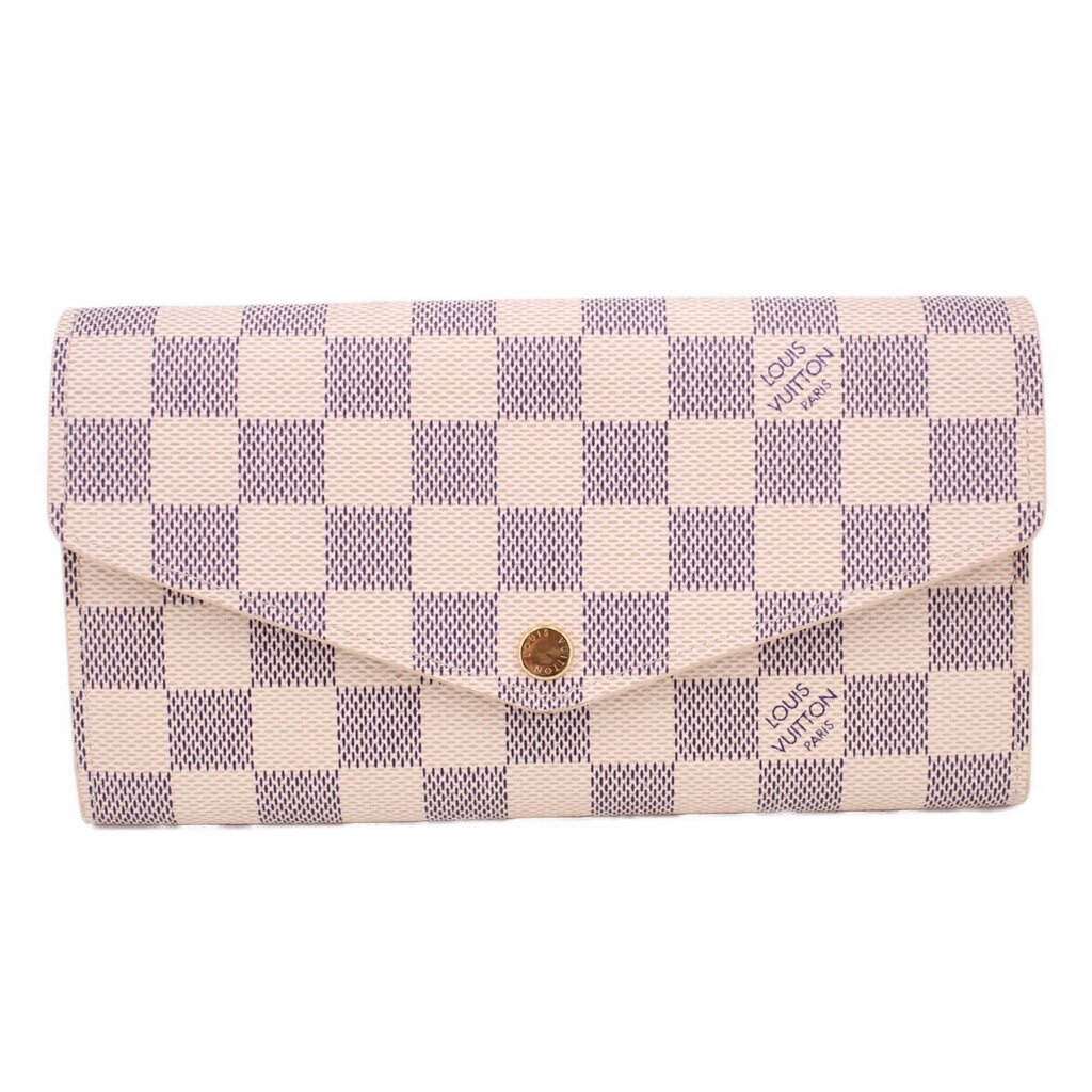 Damier Azur checkered wallet with front flap and gold snap, LOUIS VUITTON