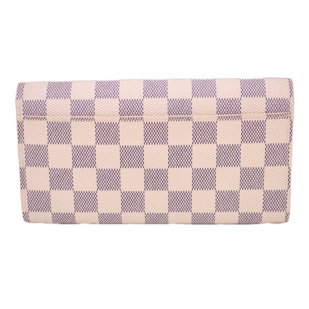 Damier Azur checkered wallet, closed front with flap and gold snap