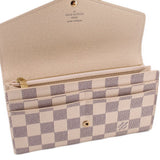 Damier Azur wallet interior with gold zipper trim and LOUIS VUITTON Paris text