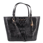 Brahmin Asher medium tote bag, black croc-embossed leather, dual handles