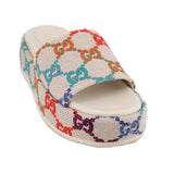 GUCCI ANGELINA PLATFORM SANDALS CREAM 37.5 EU | 8 US