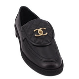 CHANEL QUILTED LAMBSKIN MOCCASIN LOAFERS BLACK 41 EU | 10 US