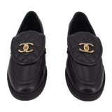 CHANEL QUILTED LAMBSKIN MOCCASIN LOAFERS BLACK 41 EU | 10 US