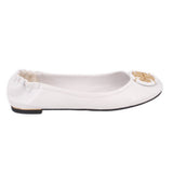 TORY BURCH REVA LEATHER BALLET FLATS WHITE 9 US
