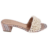 TORY BURCH TATIANA BEADED PEARL SLIDE SANDALS MULTI 9 US
