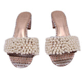 TORY BURCH TATIANA BEADED PEARL SLIDE SANDALS MULTI 9 US