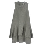 Gray sleeveless dress with tiered ruffle hem