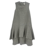 Gray sleeveless dress with tiered ruffle hem