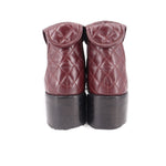CHANEL quilted burgundy booties with quilted back and low block heel