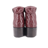CHANEL quilted burgundy booties with quilted back and low block heel