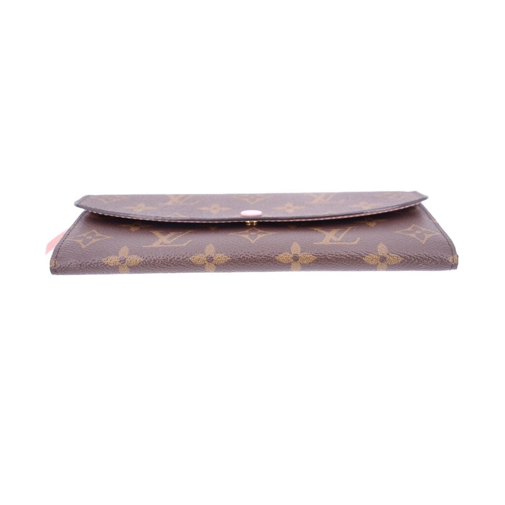LOUIS VUITTON Emilie wallet open, showing interior and snap flap
