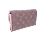 LOUIS VUITTON Emilie wallet in monogram canvas with pink leather side panel