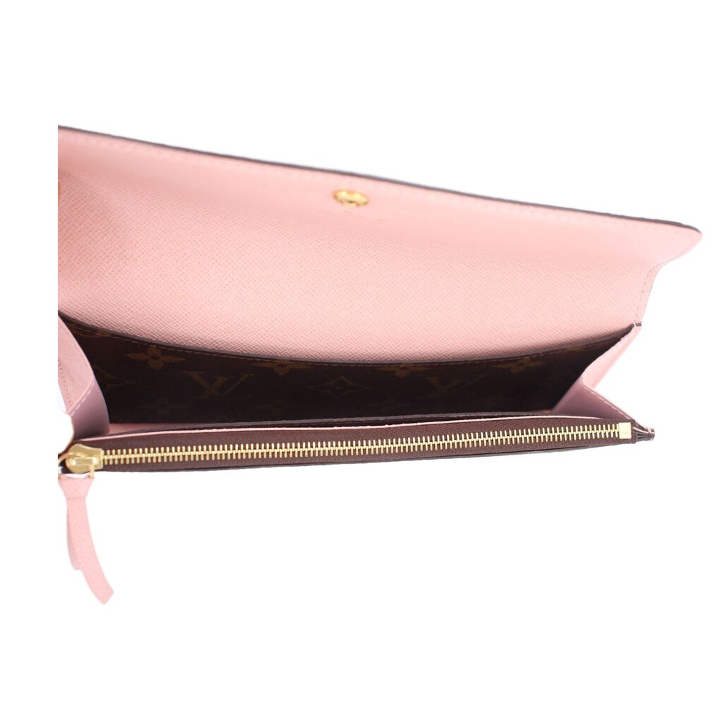 LOUIS VUITTON Emilie wallet interior with zip pocket and gold zipper pull