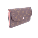 LOUIS VUITTON Emilie wallet, monogram canvas with pink leather edge trim