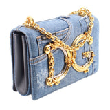 DOLCE & GABBANA DG GIRLS PATCHWORK DENIM CROSSBODYS BLUE