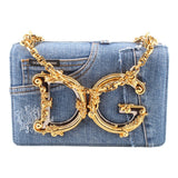 DOLCE & GABBANA DG GIRLS PATCHWORK DENIM CROSSBODYS BLUE
