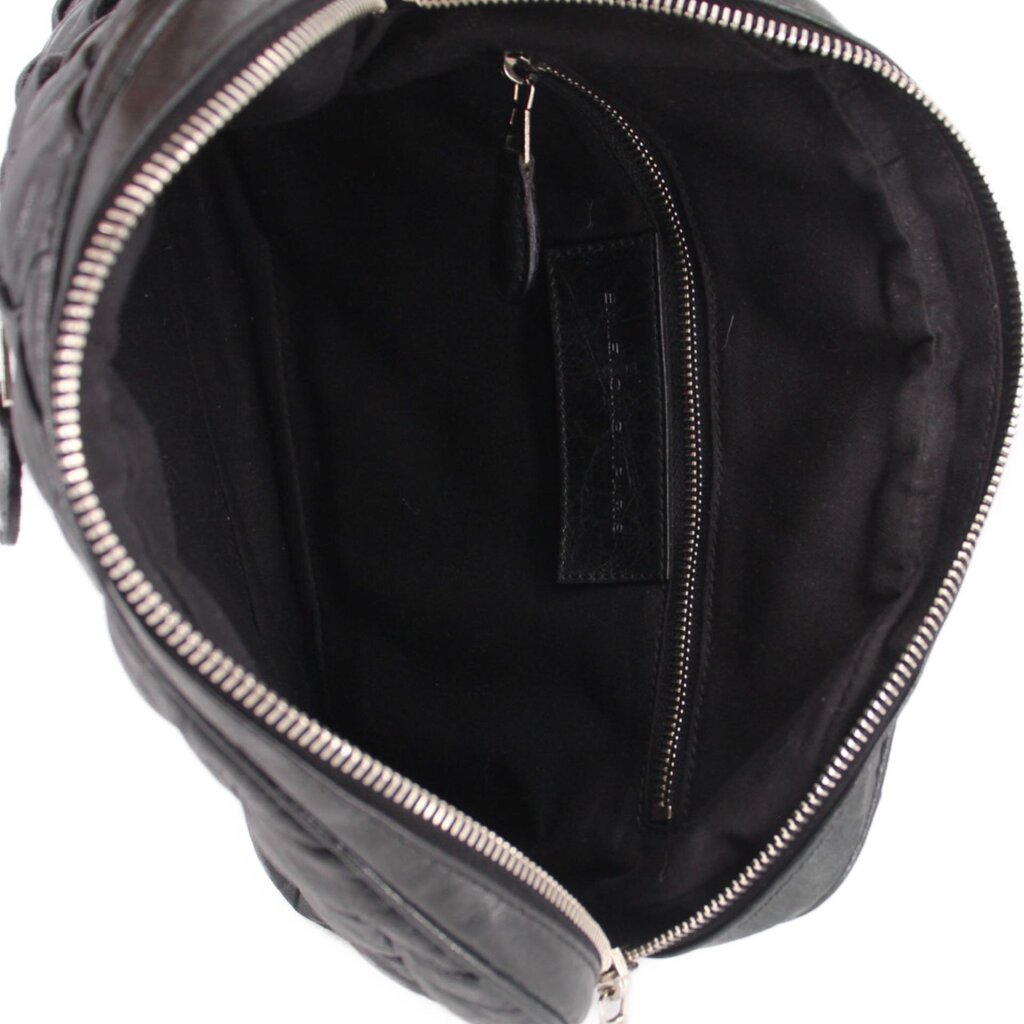 BALENCIAGA quilted black leather pouch interior lining with zip pocket