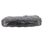 BALENCIAGA quilted black leather pouch with padded top and side strap loops