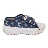 LOUIS VUITTON blue denim sneakers with allover monogram pattern, lace-up