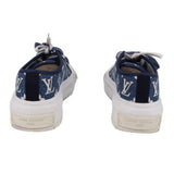LOUIS VUITTON blue denim sneakers with heel branding, lace-up, white rubber sole