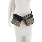 GUCCI TWO POUCH BELT BAGS BROWN/BLK