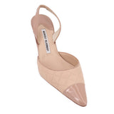 MANOLO QUILTED HEELS NUDE 38.5 EU | 8 US