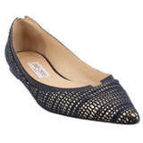 JIMMY CHOO METALLIC FLATS NAVY 38.5 EU | 8 US