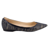 JIMMY CHOO METALLIC FLATS NAVY 38.5 EU | 8 US