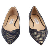 JIMMY CHOO METALLIC FLATS NAVY 38.5 EU | 8 US