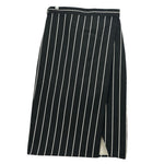 Balenciaga striped skirt with vertical white pinstripes on black, front slit